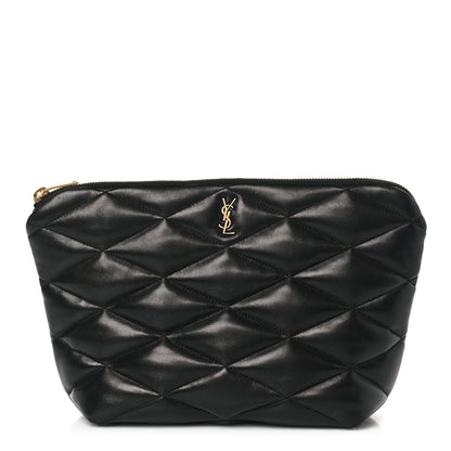 Saint Laurent Lambskin Monogram Medium Sade Puffer Pouch Black 1 of 10