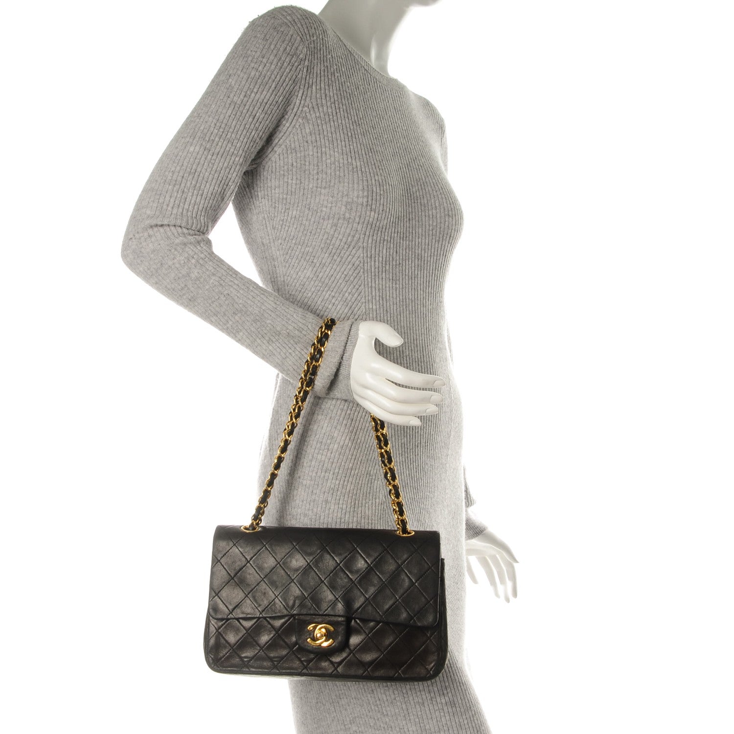 Chanel Lambskin Quilted Medium Double Flap Black 2 of 8
