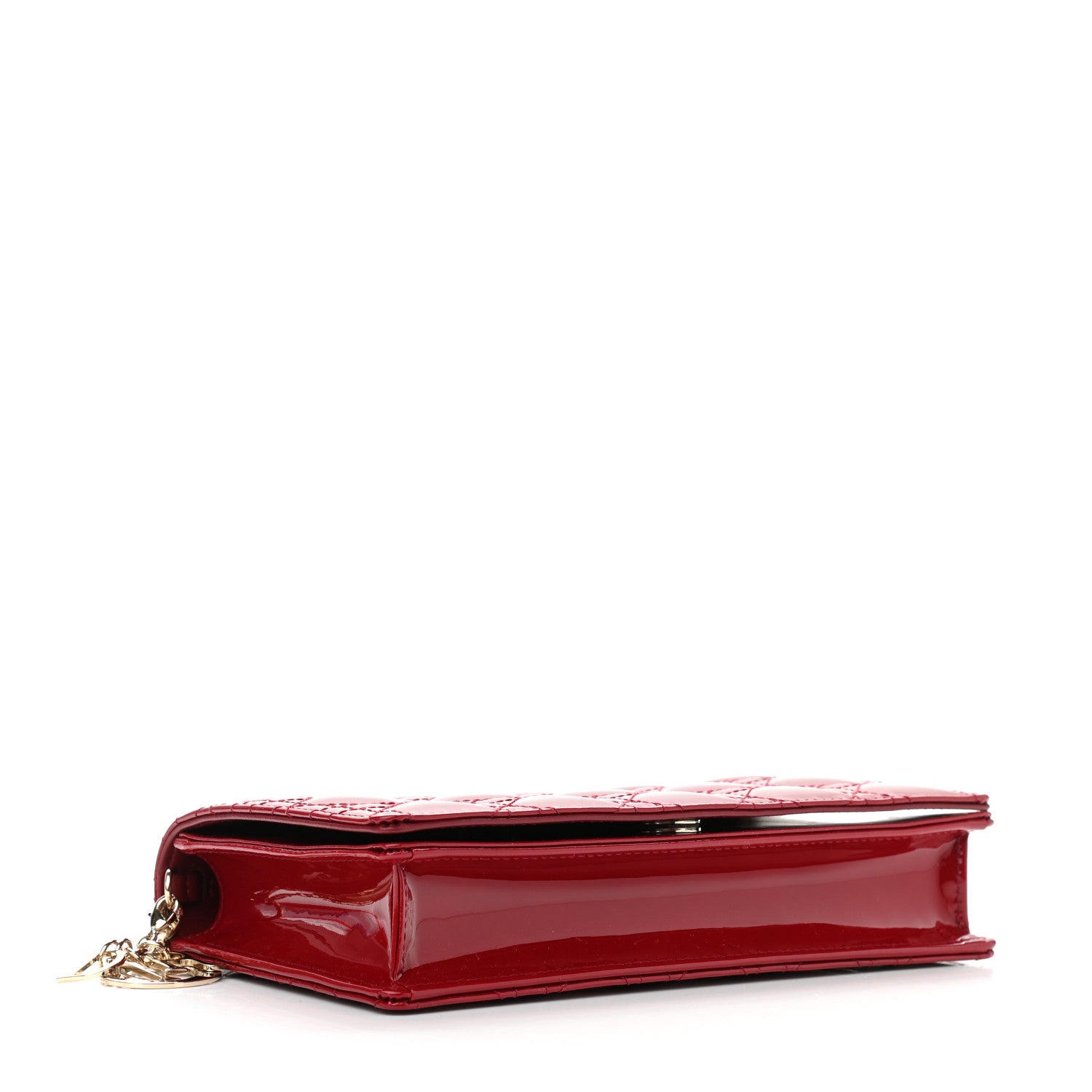 Christian Dior Patent Cannage Lady Dior Clutch Rouge Ceris 5 of 12