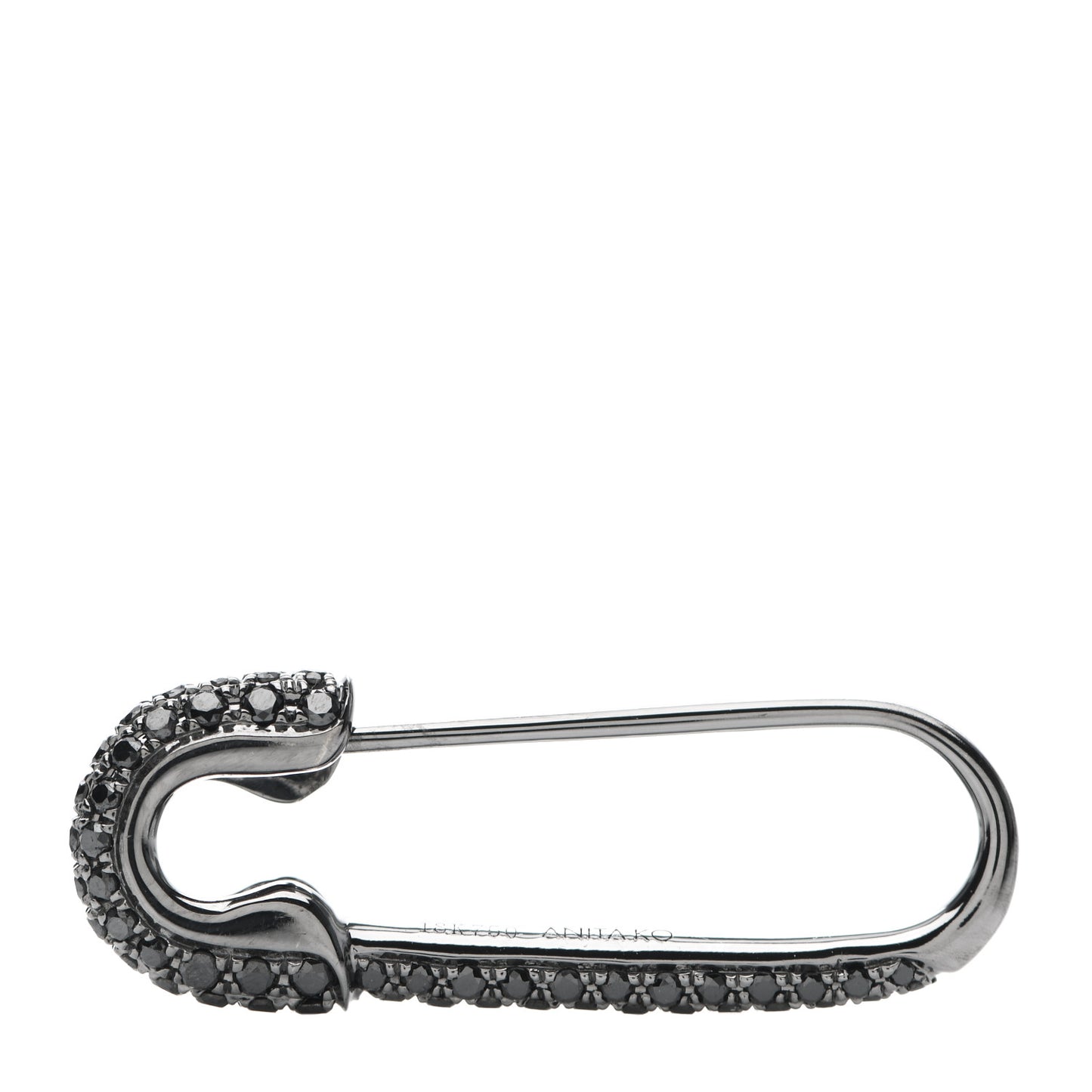 18K Black Gold Black Diamond Safety Pin Earring