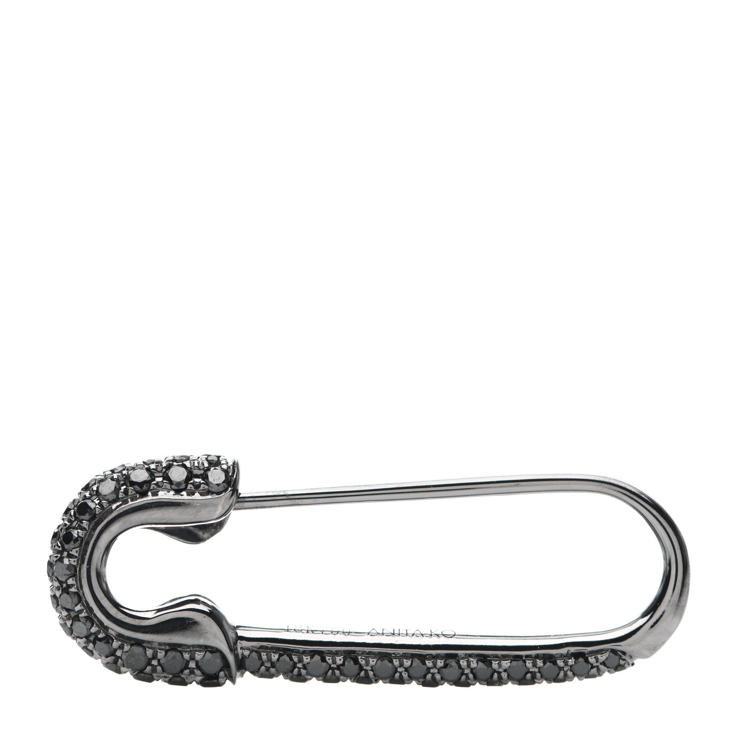 Anita Ko 18K Black Gold Black Diamond Safety Pin Earring 3 of 4