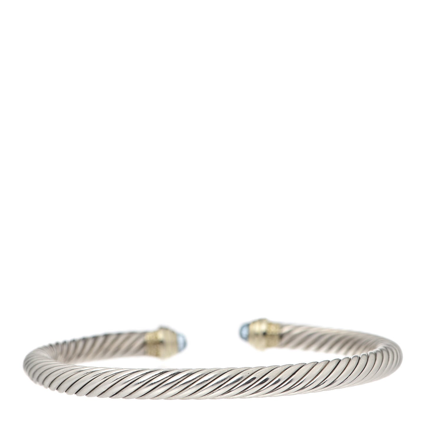 Sterling Silver 14K Yellow Gold Blue Topaz 5mm Cable Classics Petite Color Bracelet
