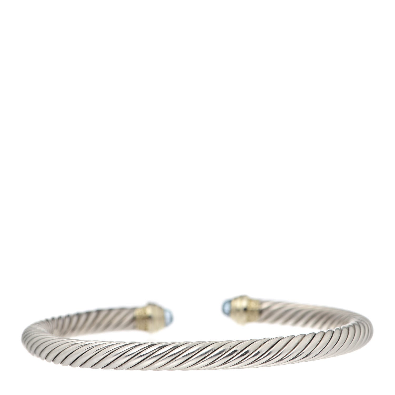 David Yurman Sterling Silver 14K Yellow Gold Blue Topaz 5mm Cable Classics Petite Color Bracelet 3 of 5