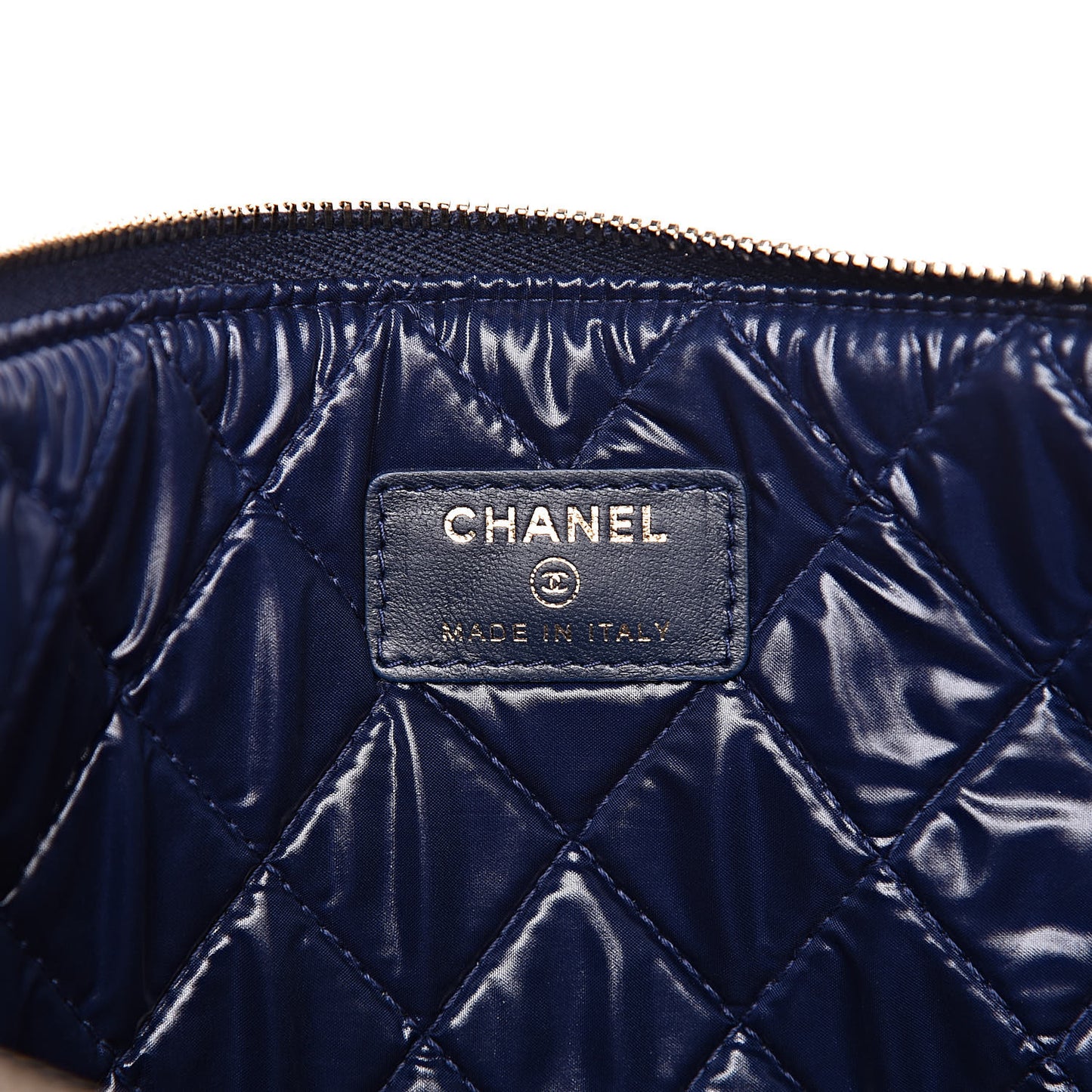 Lambskin Quilted Large Boy Cosmetic Case Navy