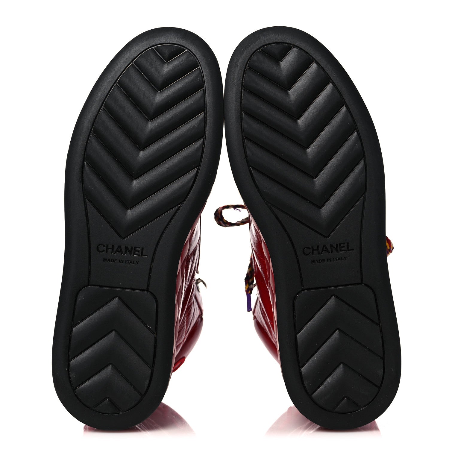 Chanel Patent Calfskin Quilted Womens High Top Sneakers 39 Red 5 of 11