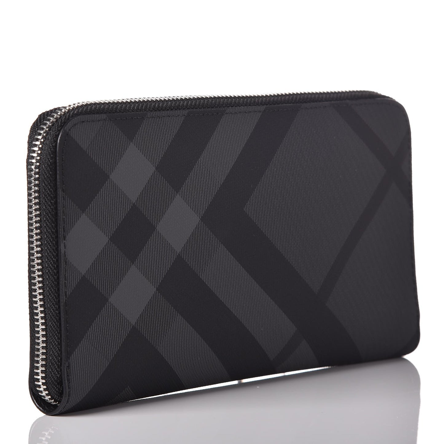London Check Large Zip Around Wallet Charcoal