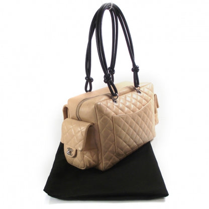 Chanel Calfskin Quilted Large Cambon Multipocket Reporter Beige Black 3 of 11
