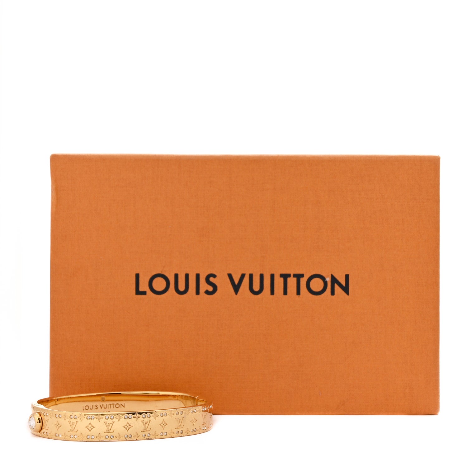 Louis Vuitton Brass Crystal Monogram Nanogram Strass Cuff S Gold 7 of 7