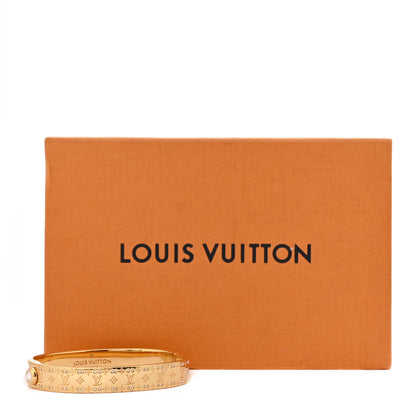 Louis Vuitton Brass Crystal Monogram Nanogram Strass Cuff S Gold 7 of 7