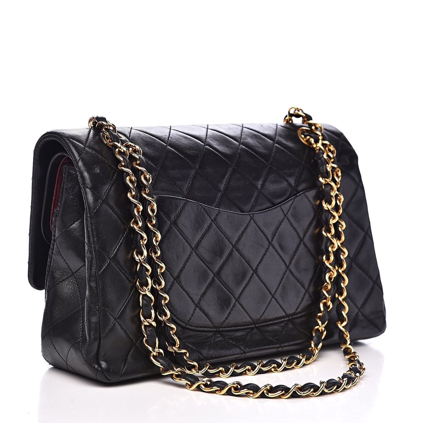 Lambskin Quilted Medium Double Flap Black