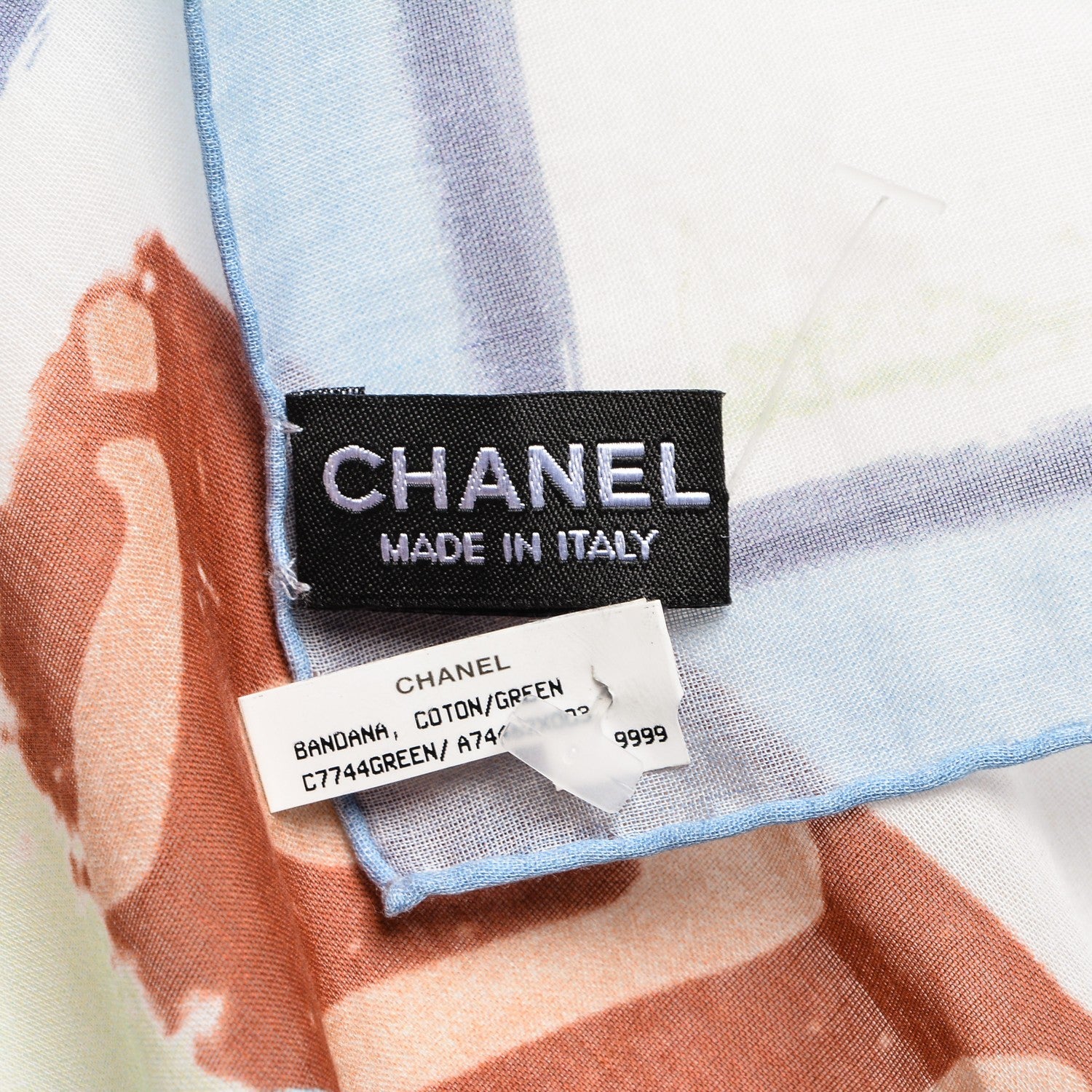 Chanel Cotton Coco Cuba Square Scarf Green 4 of 4