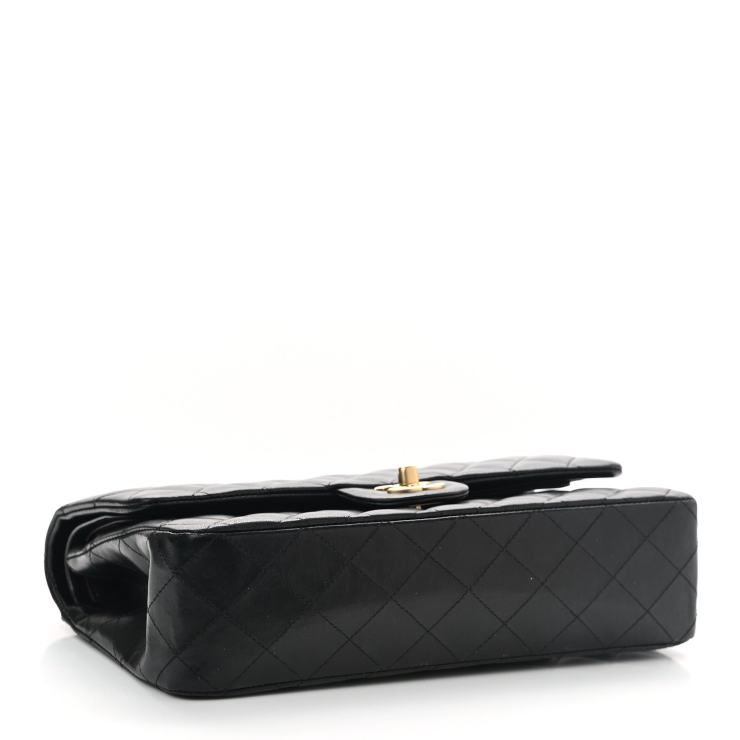 Lambskin Quilted Medium Double Flap Black