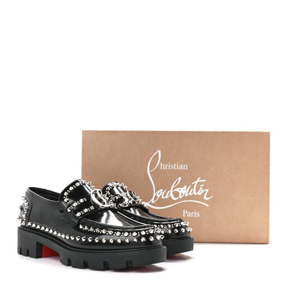 Christian Louboutin Calfskin Abrasivato Spike Womens Loafers 39 Black 10 of 10