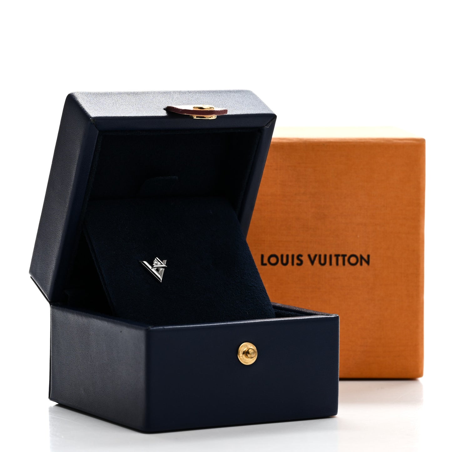 18K White Gold Diamond LV Volt Single Stud Earring