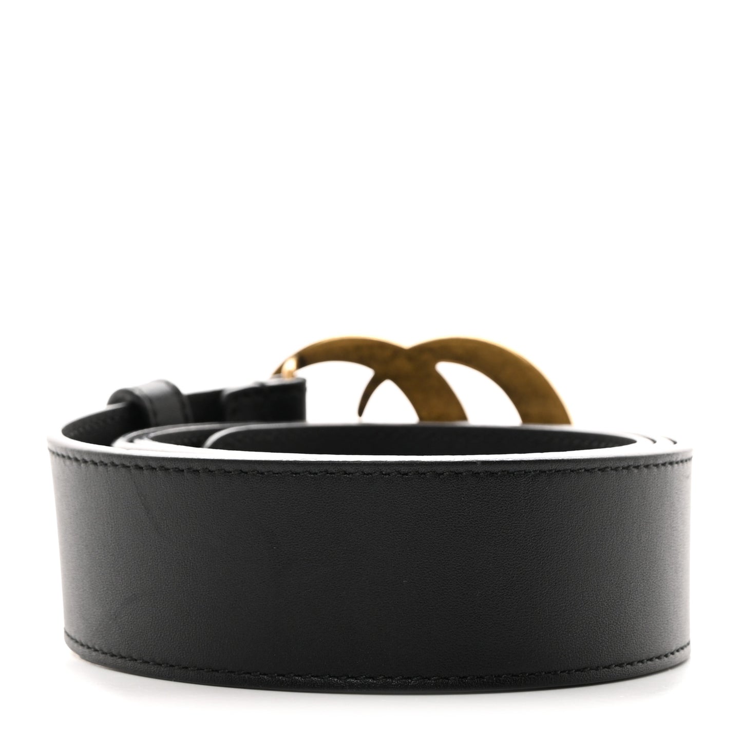 Moon Calfskin Pearl Double G 40mm Belt 90 36 Black Cream