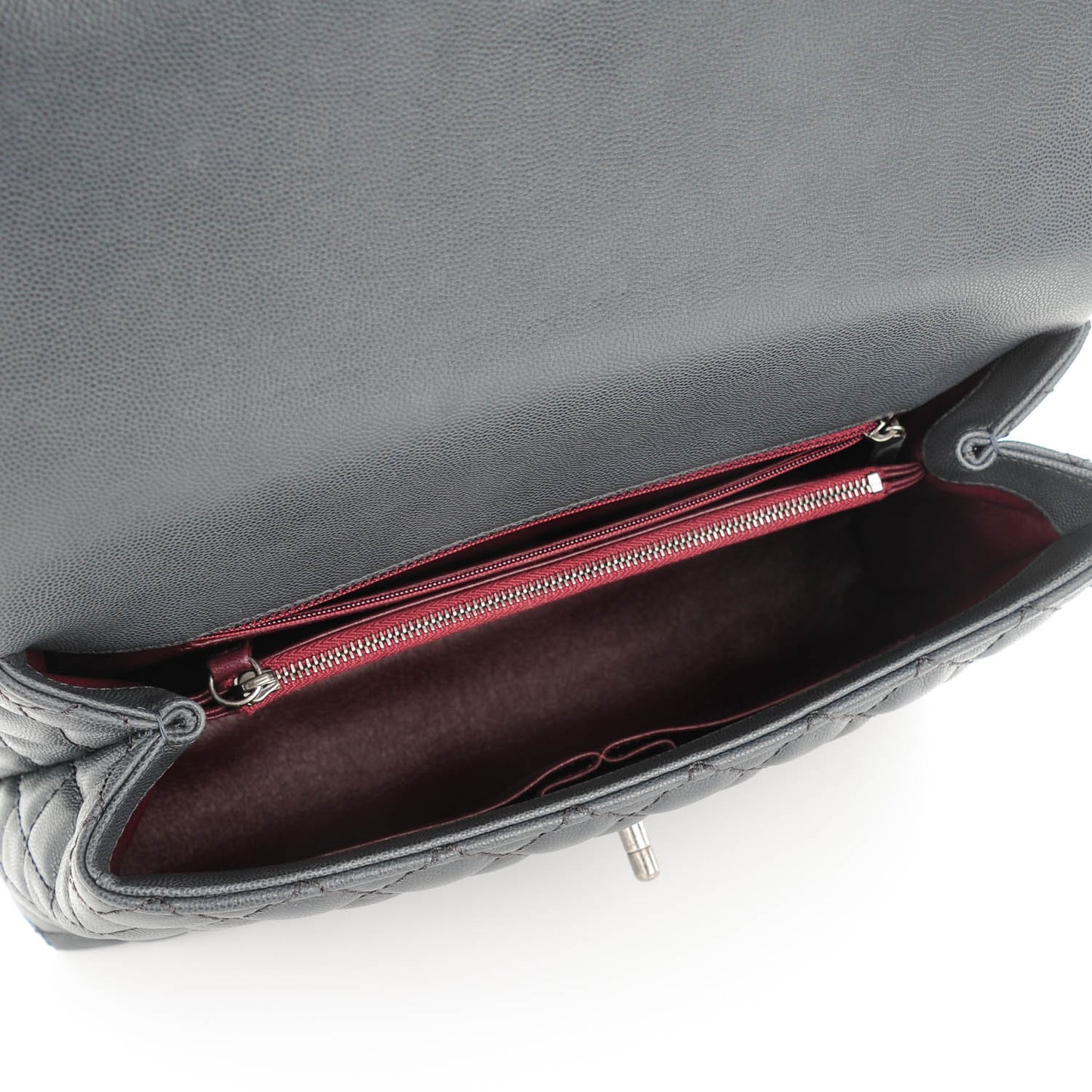 Caviar Lizard Quilted Medium Coco Handle Flap Grey