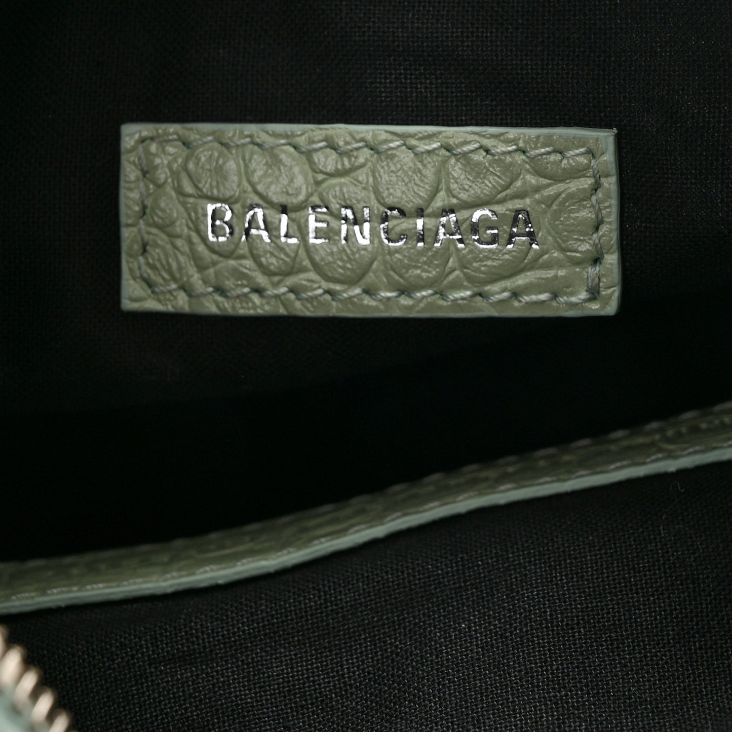 Extra Supple Calfskin Crocodile Embossed Le Cagole Shoulder Bag XS Light Green