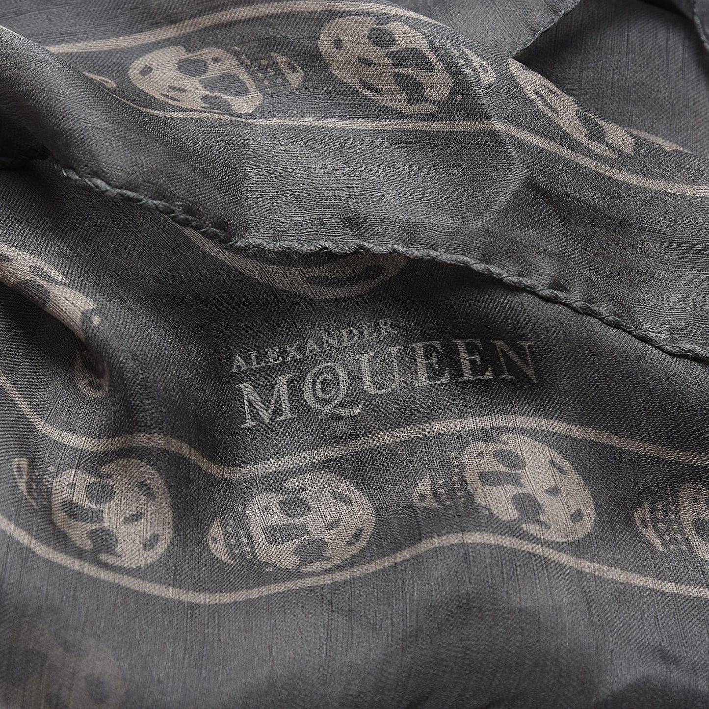 Silk Chiffon Skull Scarf Grey