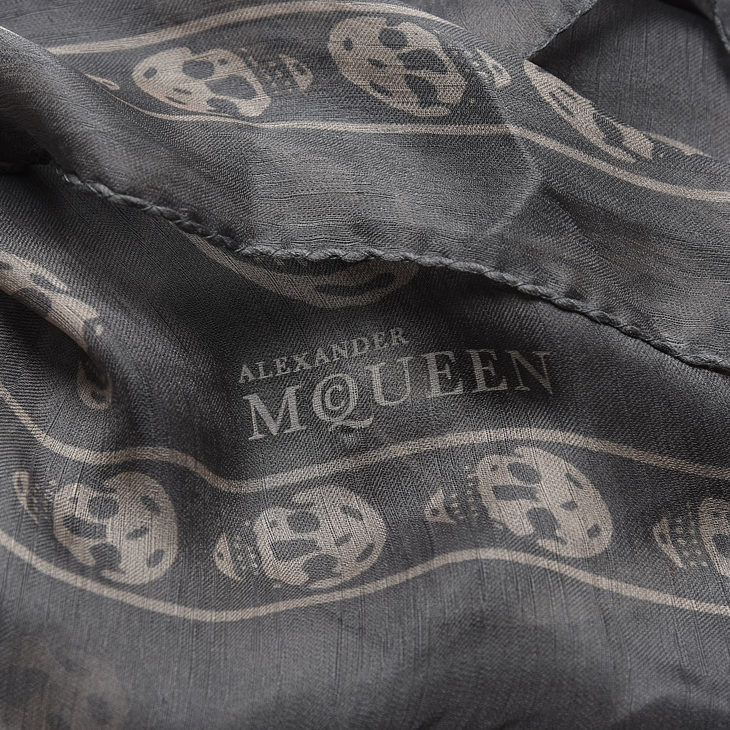 Alexander McQueen Silk Chiffon Skull Scarf Grey 4 of 4