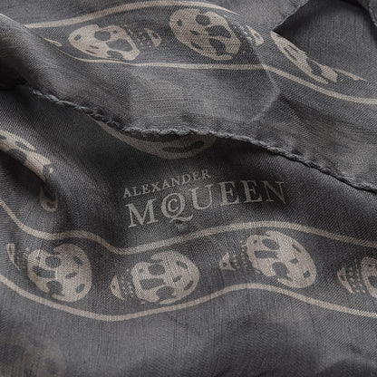 Alexander McQueen Silk Chiffon Skull Scarf Grey 4 of 4