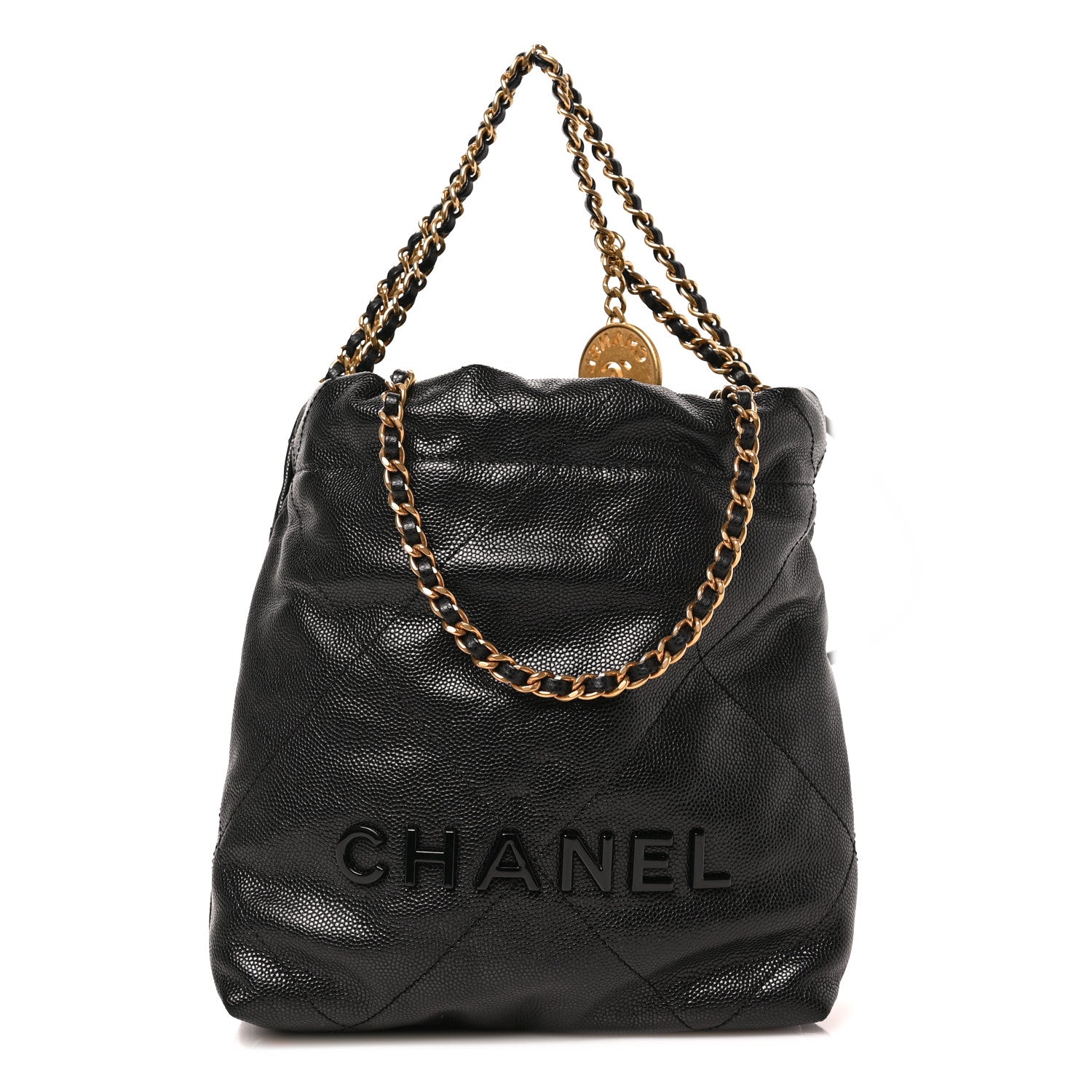 Chanel Shiny Caviar Quilted Monochrome Mini Chanel 22 Black 1 of 9