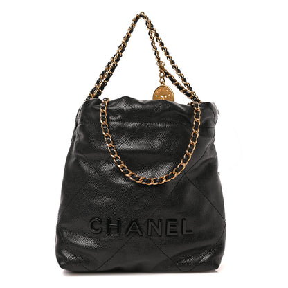 Chanel Shiny Caviar Quilted Monochrome Mini Chanel 22 Black 1 of 9