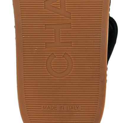 Chanel Cord Lambskin Quilted Logo Sandals 38 Black 6 of 8