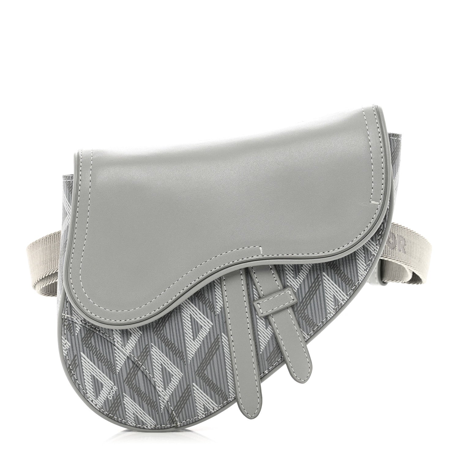 Christian Dior Coated Canvas CD Diamond Mens Mini Saddle Bag Grey 1 of 8
