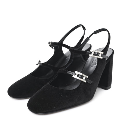 Hermes Velvet Jackie 90 Pumps 36 Black 4 of 10
