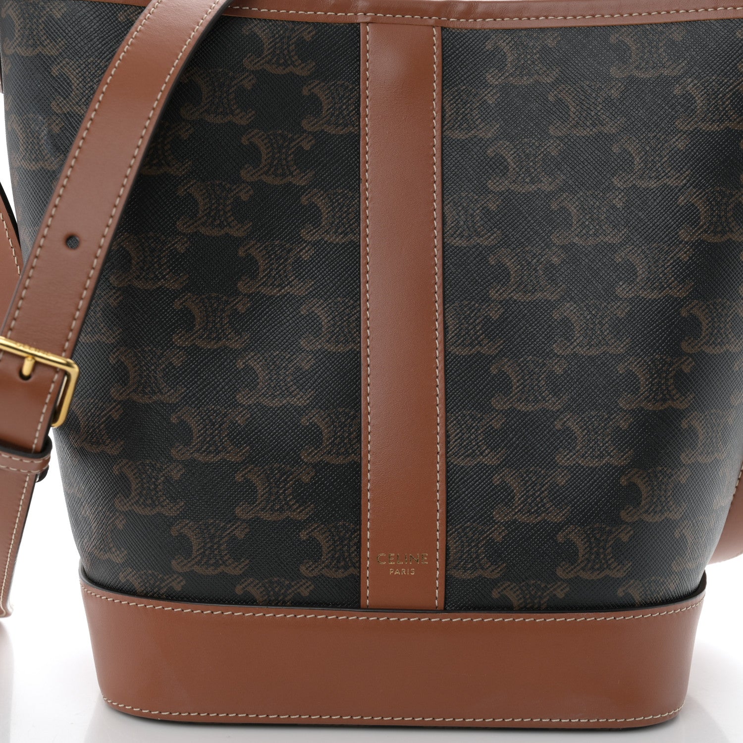 Celine Triomphe Canvas Calfskin Small Bucket Bag Tan 8 of 10