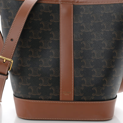 Celine Triomphe Canvas Calfskin Small Bucket Bag Tan 8 of 10