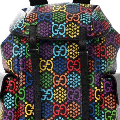 Gucci GG Supreme Monogram Psychedelic Medium Double Buckle Backpack Black Multicolor 8 of 11