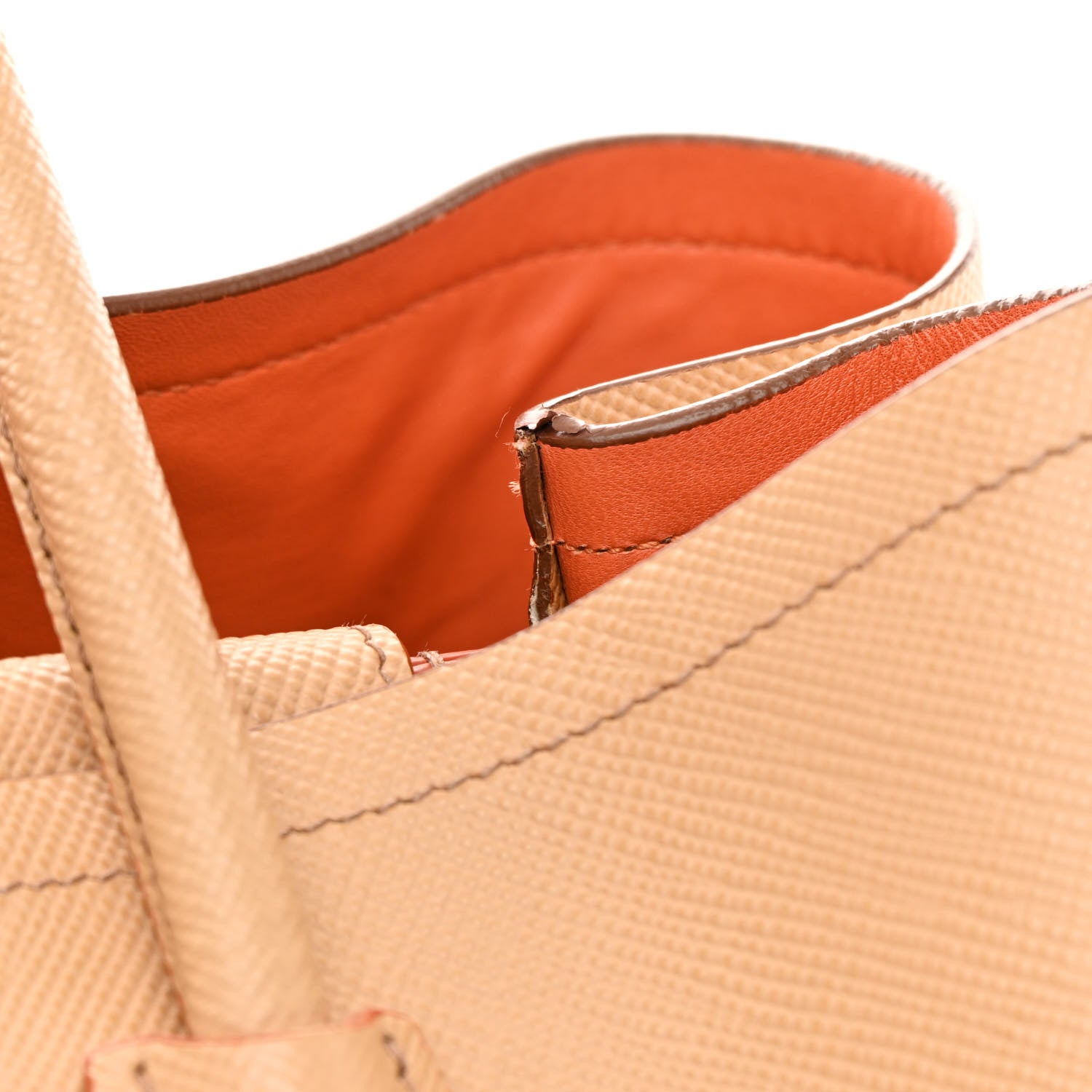 Prada Saffiano Cuir Medium Double Bag Noisette Papaya 15 of 20
