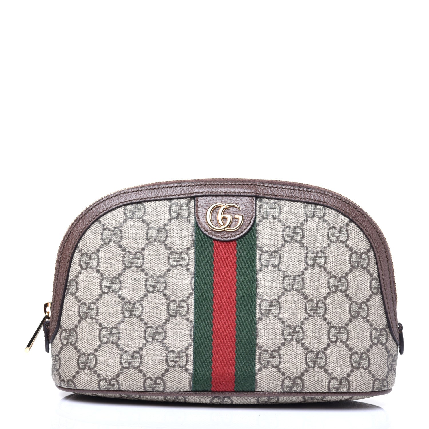 Gucci GG Supreme Monogram Textured Calfskin Web Large Ophidia Cosmetic Case Beige Ebony New Acero 1 of 11