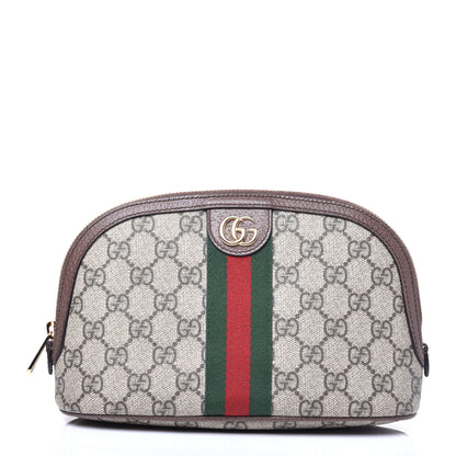 Gucci GG Supreme Monogram Textured Calfskin Web Large Ophidia Cosmetic Case Beige Ebony New Acero 1 of 11