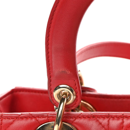 Christian Dior Lambskin Cannage Medium Lady Dior Red 16 of 18