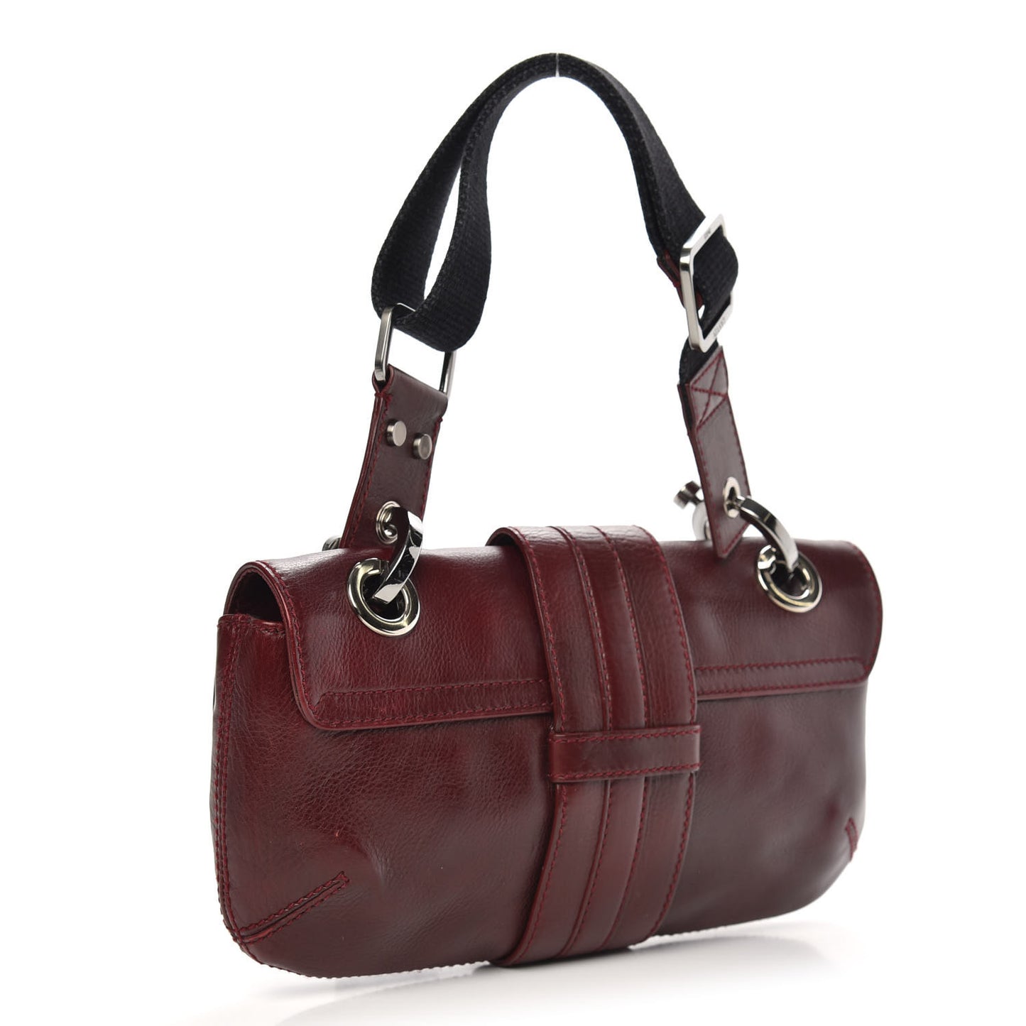 Calfskin Flap Shoulder Bag Burgundy