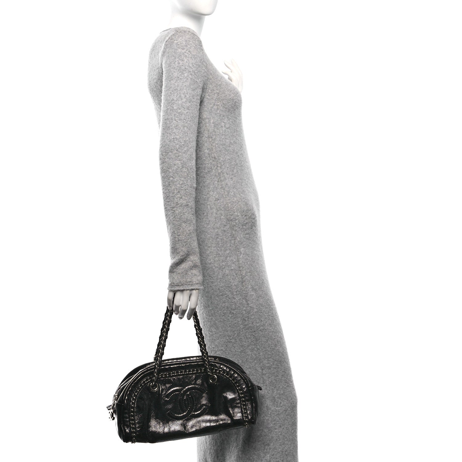 Chanel Patent Medium Luxe Ligne Bowler Black 2 of 10