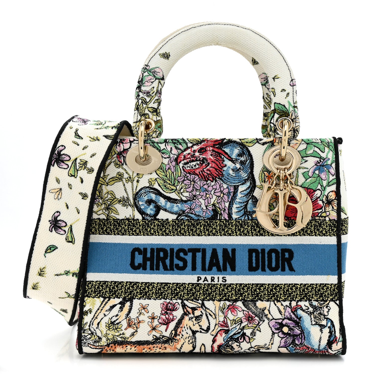 Christian Dior Canvas D-Constellation Embroidered Medium Lady D-Lite Latte Multicolor 1 of 24