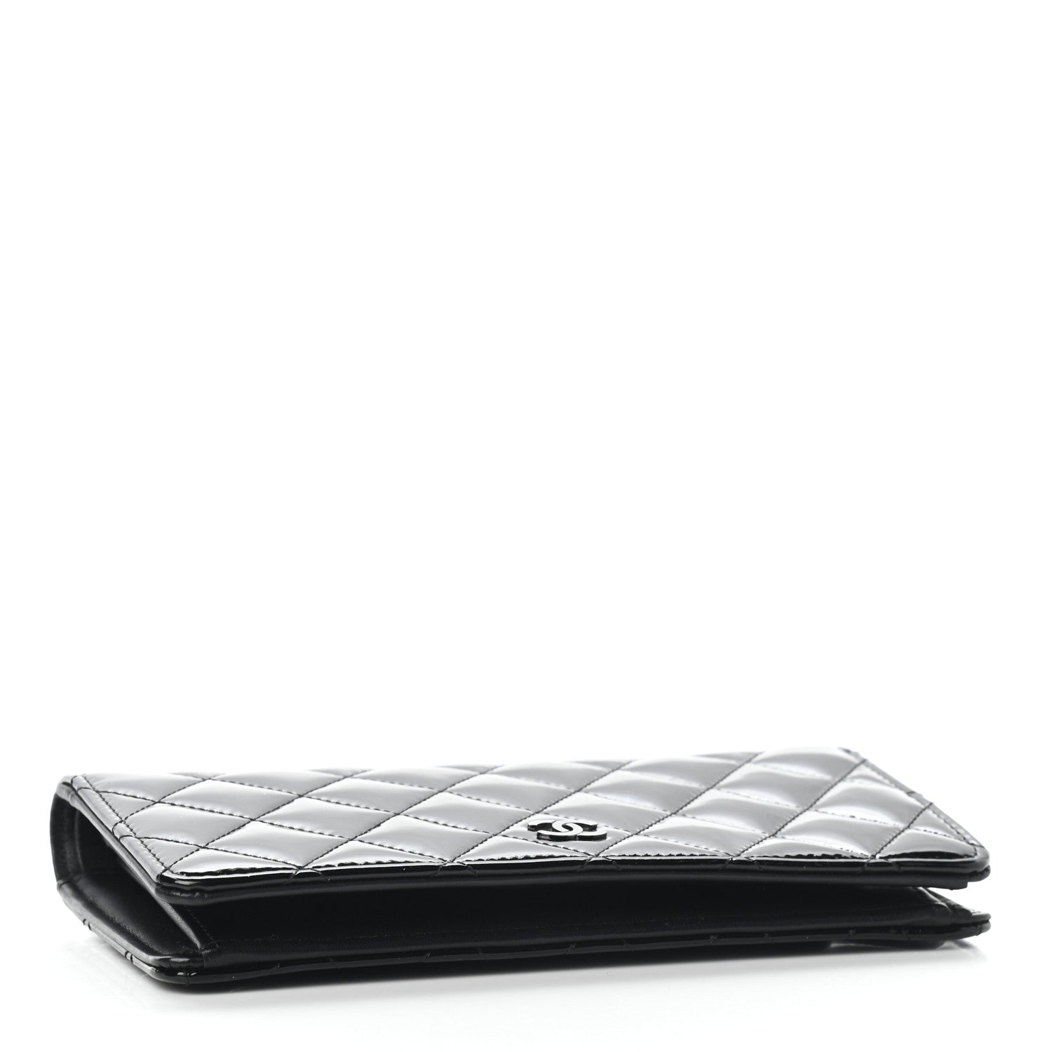 Chanel Patent Calfskin Quilted Yen Wallet Black 4 of 7