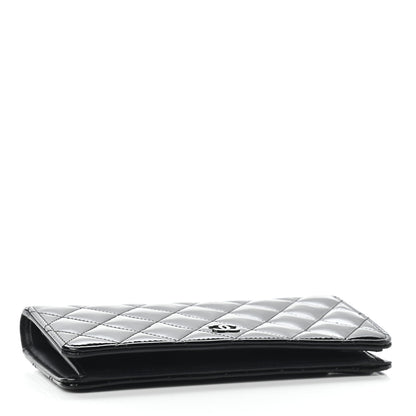 Chanel Patent Calfskin Quilted Yen Wallet Black 4 of 7