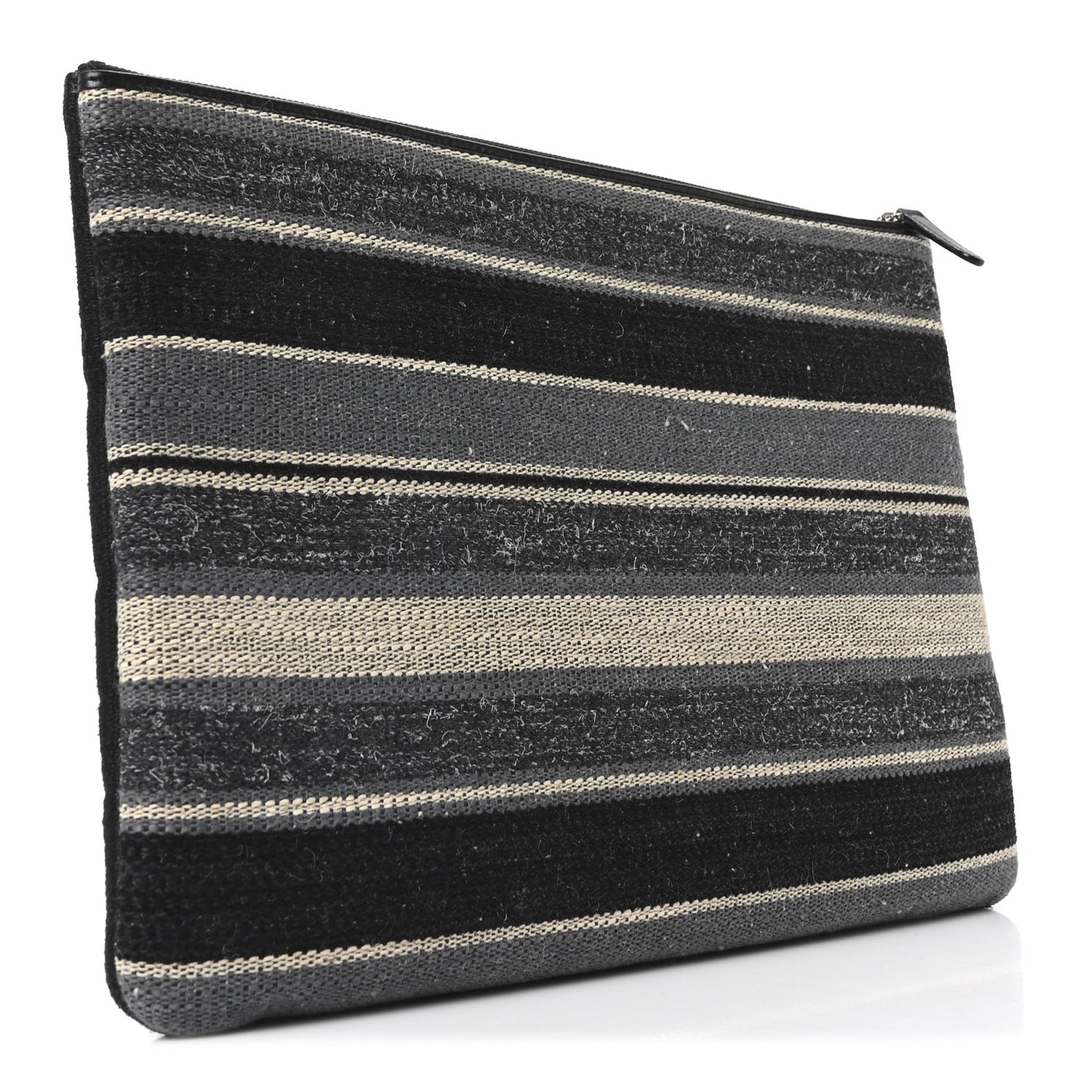Striped Canvas Large Deauville Cosmetic Pouch Black