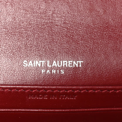 Saint Laurent Calfskin Crocodile Embossed Monogram Sunset Chain Wallet Palissandre 6 of 9
