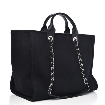 Chanel Canvas Pearl Medium Deauville Tote Black 3 of 10