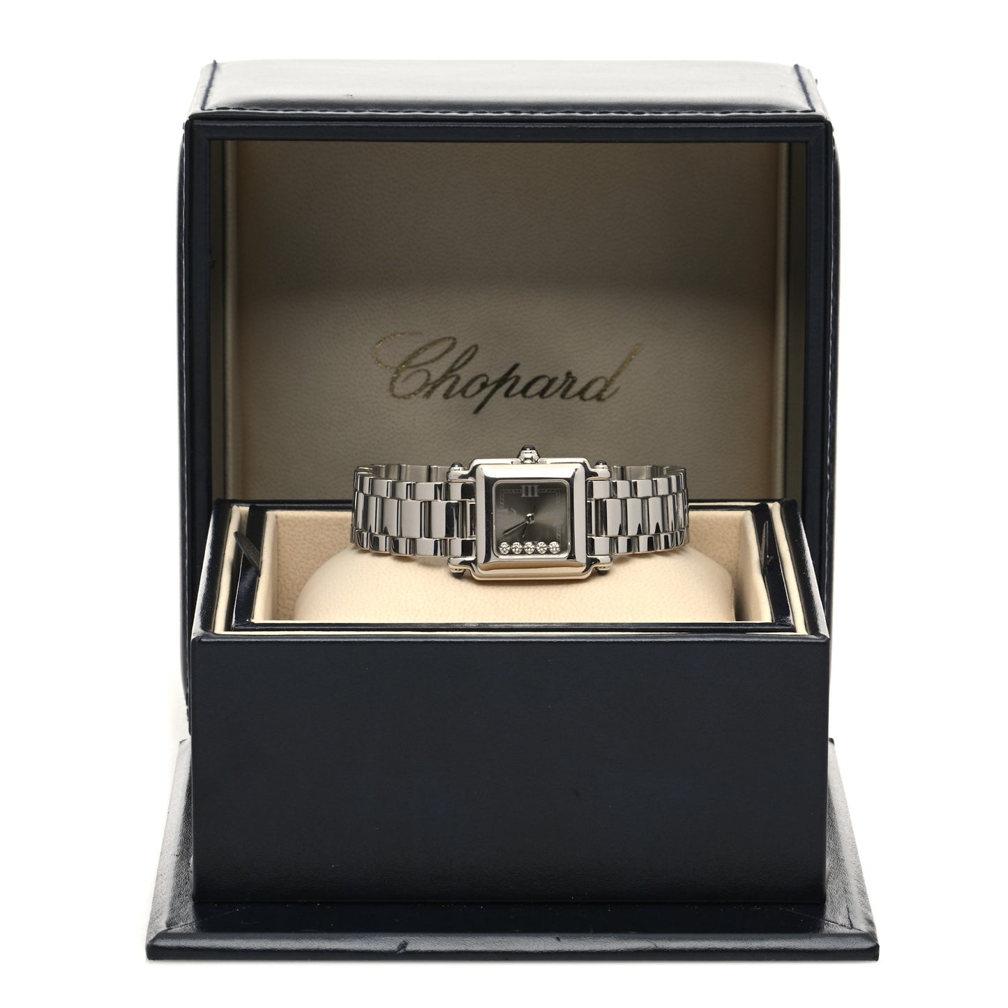 Stainless Steel 5 Diamond 23mm Happy Sport Quartz Watch Brown