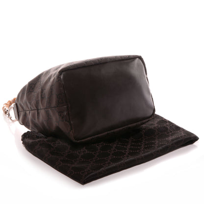 Gucci Nylon Monogram Small Bamboo Hobo Brown 4 of 7