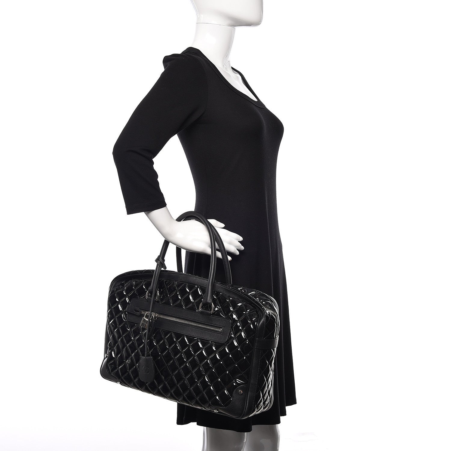 Chanel Patent Quilted Travel Bag Black 2 of 16