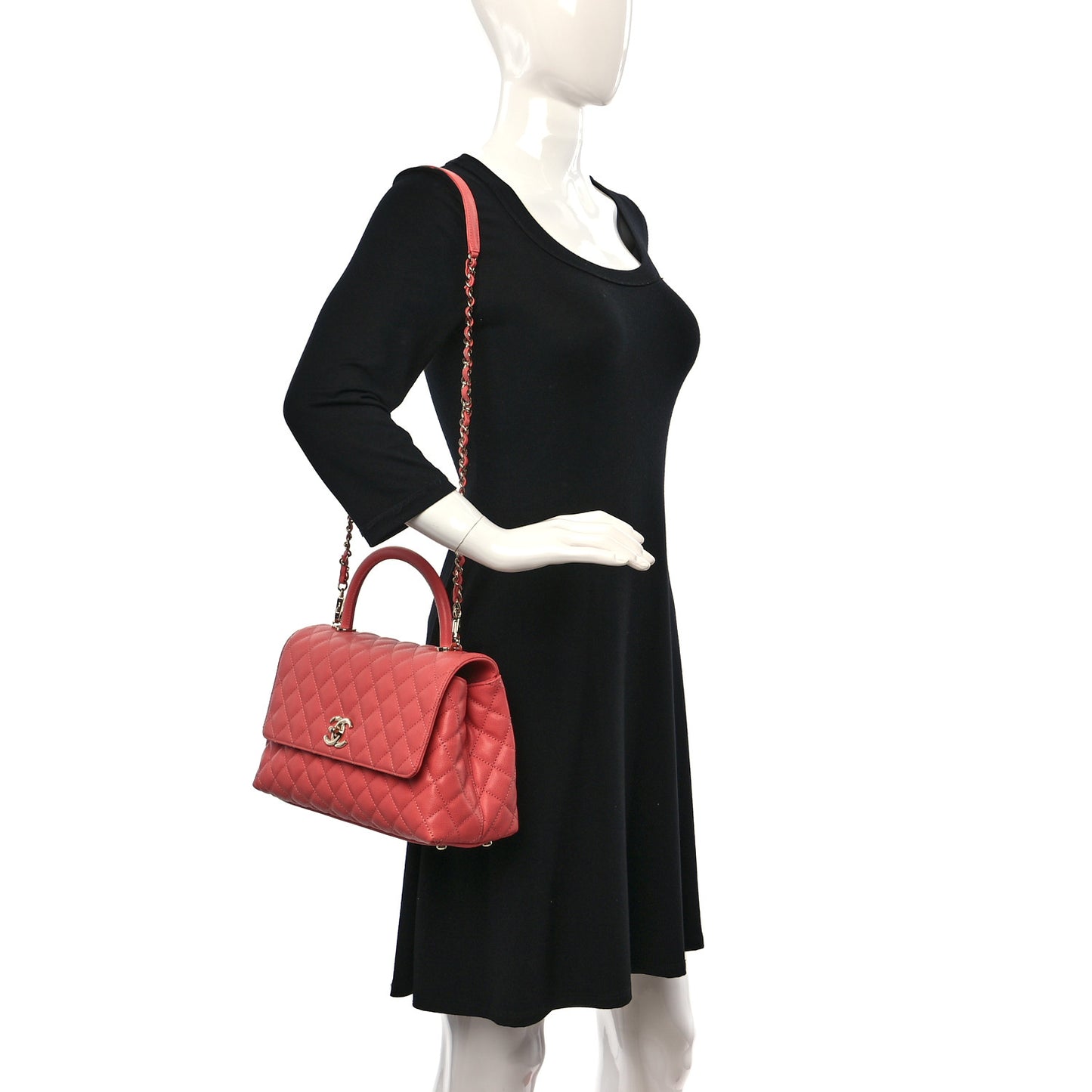 Caviar Quilted Small Coco Handle Flap Pink