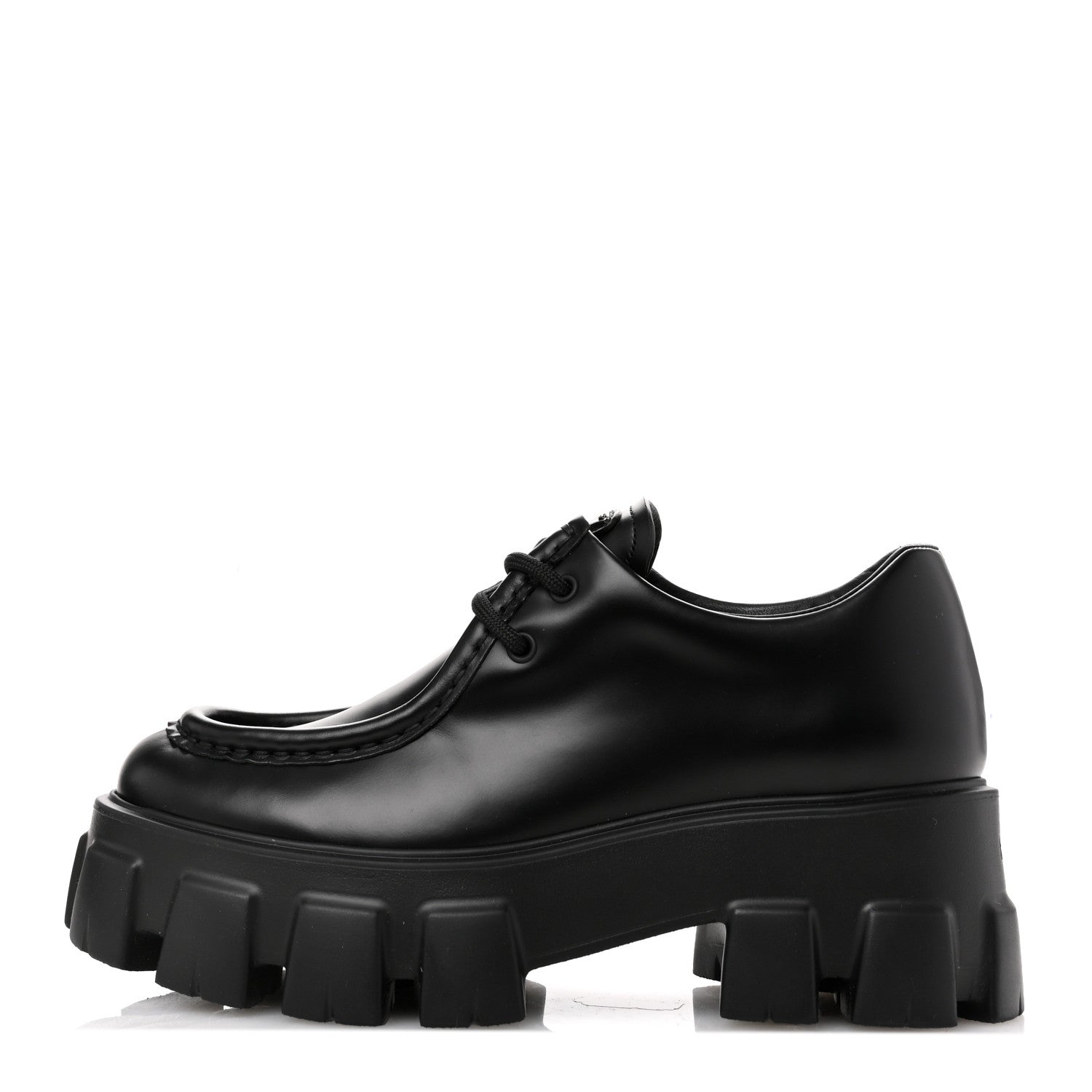 Prada Spazzolato Rois Monolith 55mm Derby Loafers 37.5 Black 1 of 12