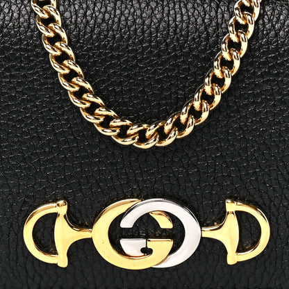 Gucci Grainy Calfskin Zumi Chain Card Case Wallet Black 9 of 12
